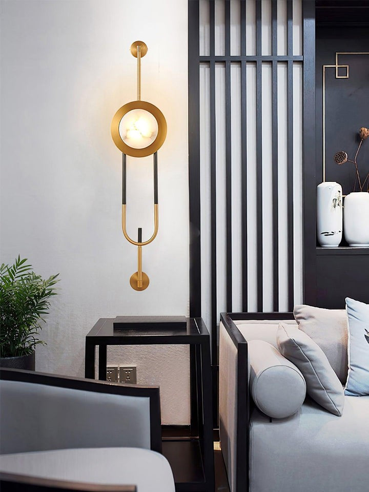 White Marble Circular Wall Sconce with Integrated LED