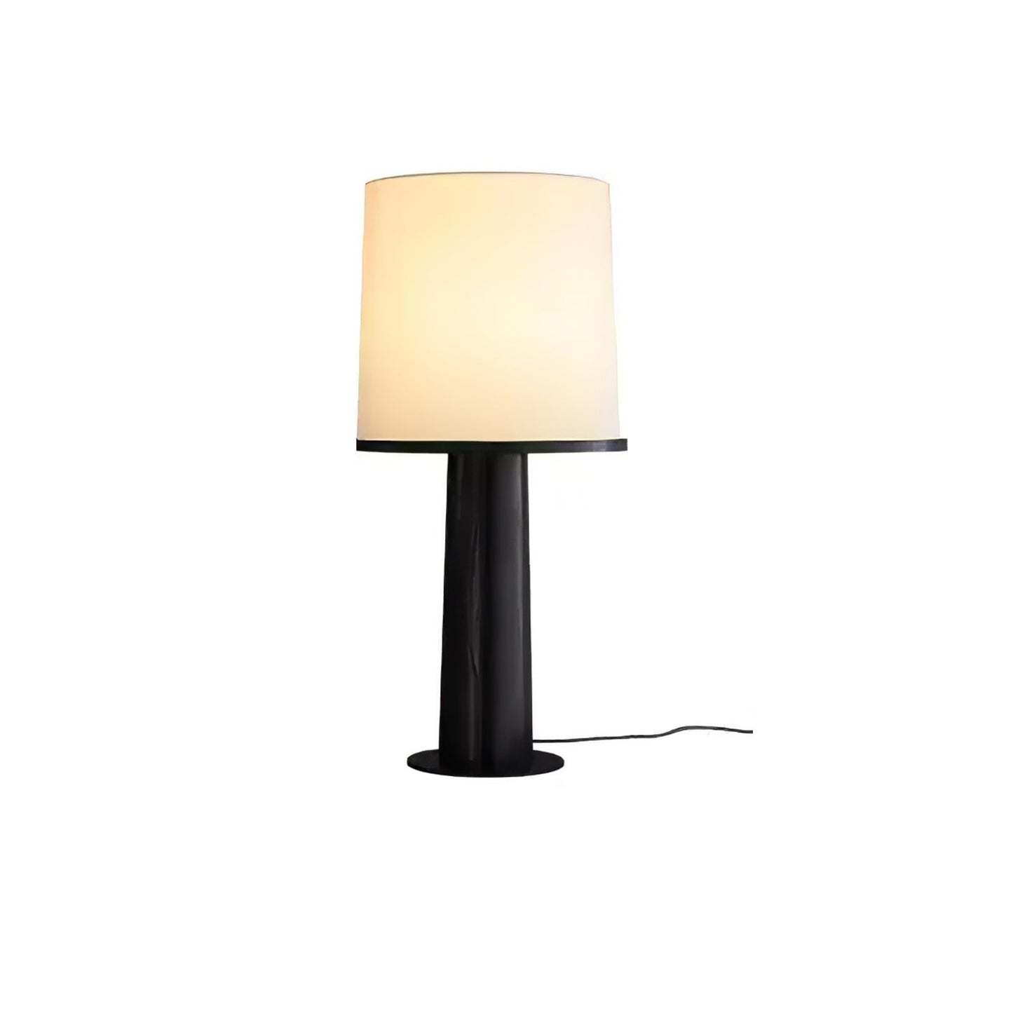 Wooden Table Lamp with Off-White Fabric Shade