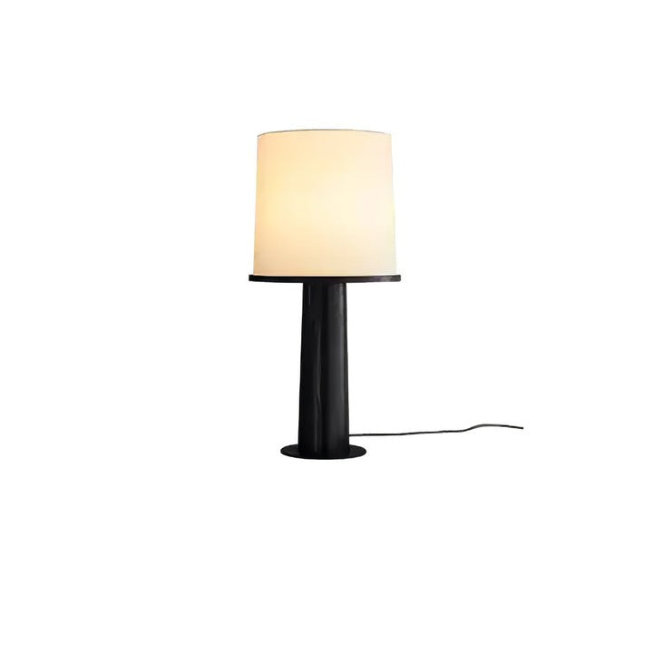 Wooden Table Lamp with Off-White Fabric Shade