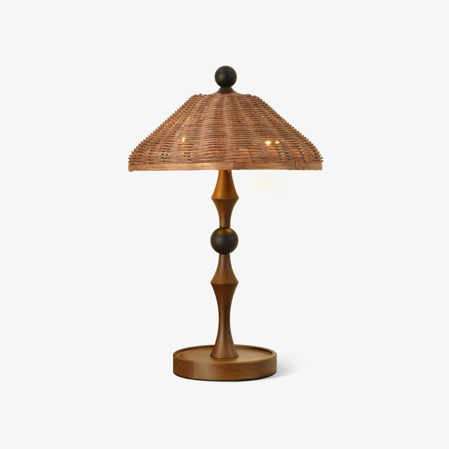 Woven Striped Rattan Table Lamp with Natural Shade