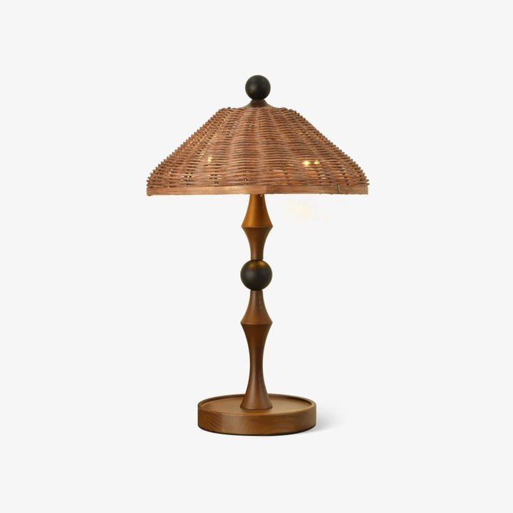Woven Striped Rattan Table Lamp with Natural Shade