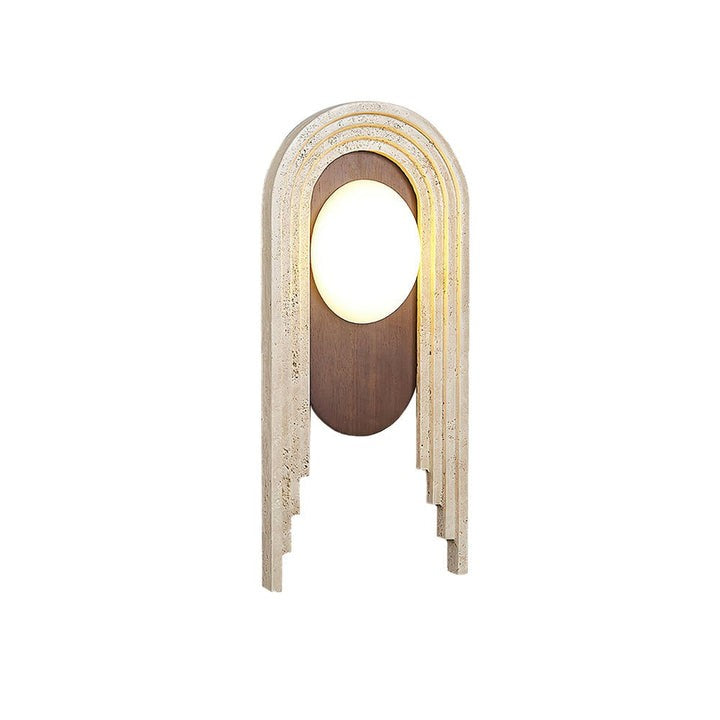 Yellow Travertine LED Wall Sconce with Walnut Finish