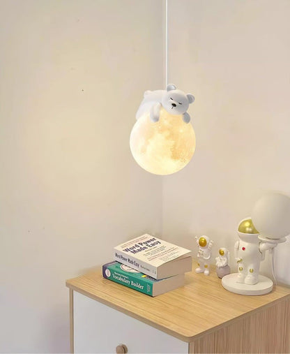 3D Printed Bear & Moon Kids Pendant Light