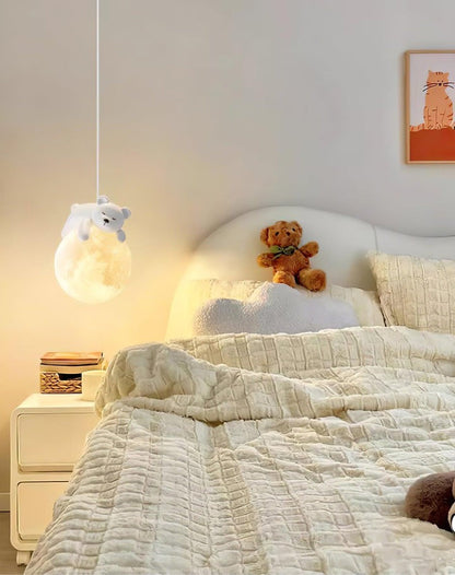 3D Printed Bear & Moon Kids Pendant Light