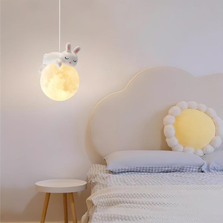 3D Printed Bear & Moon Kids Pendant Light