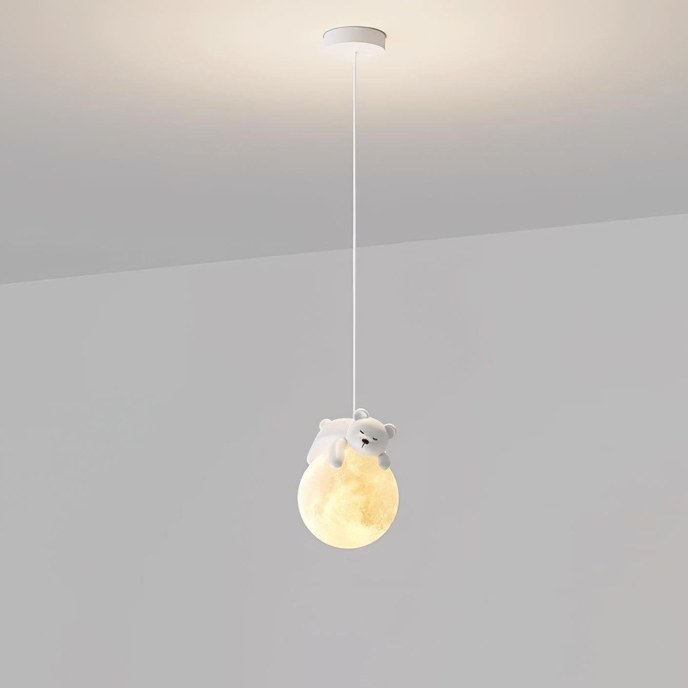 3D Printed Bear & Moon Kids Pendant Light