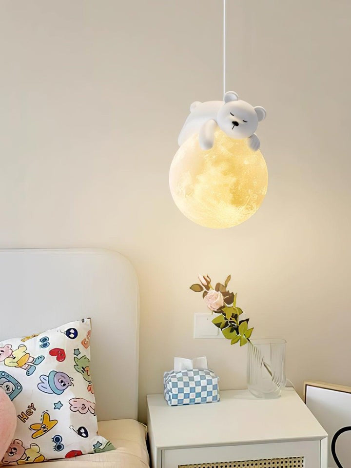 3D Printed Bear & Moon Kids Pendant Light