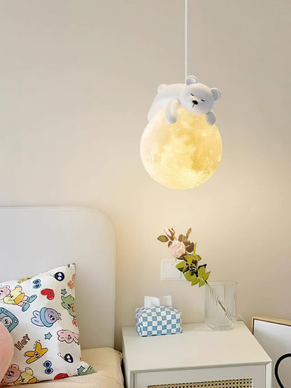 3D Printed Bear & Moon Kids Pendant Light