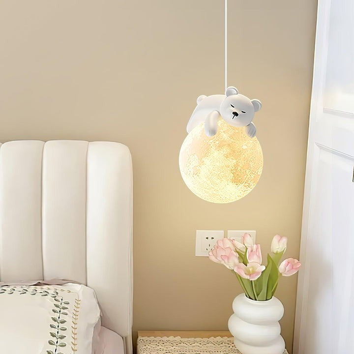 3D Printed Bear & Moon Kids Pendant Light