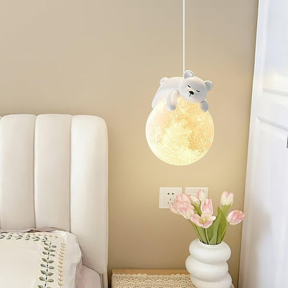 3D Printed Bear & Moon Kids Pendant Light