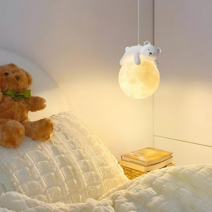 3D Printed Bear & Moon Kids Pendant Light