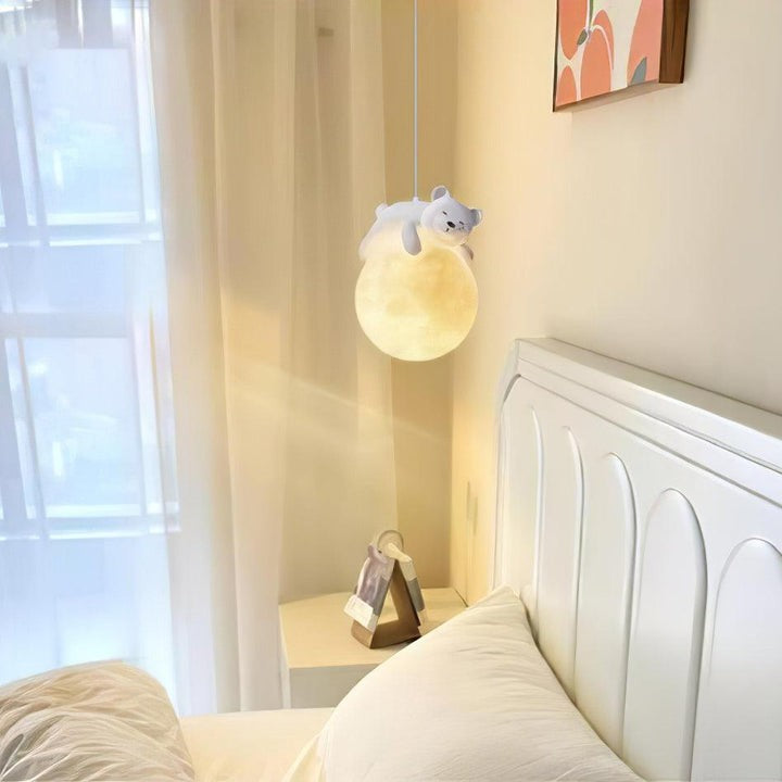 3D Printed Bear & Moon Kids Pendant Light