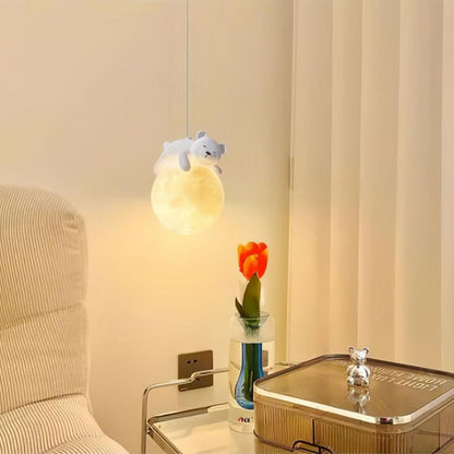 3D Printed Bear & Moon Kids Pendant Light