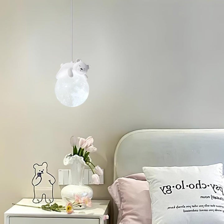3D Printed Bear & Moon Kids Pendant Light