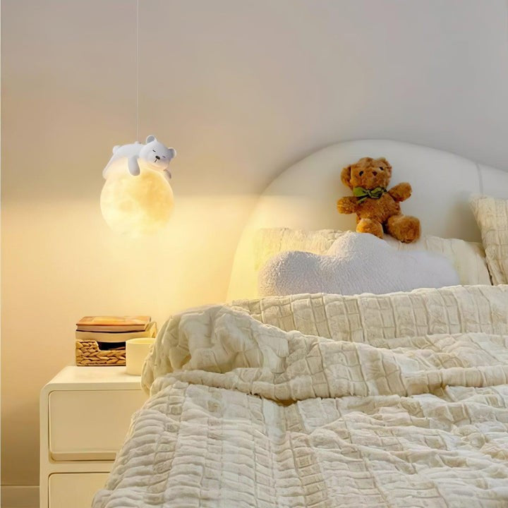3D Printed Bear & Moon Kids Pendant Light