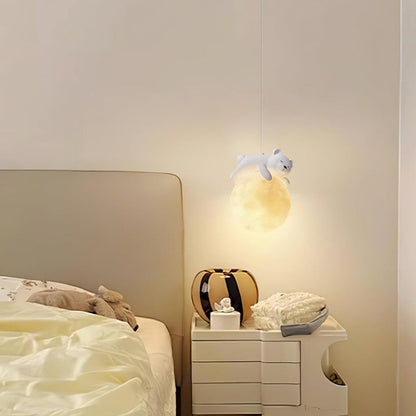 3D Printed Bear & Moon Kids Pendant Light