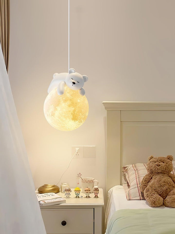 3D Printed Bear & Moon Kids Pendant Light