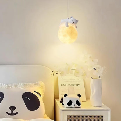 3D Printed Bear & Moon Kids Pendant Light