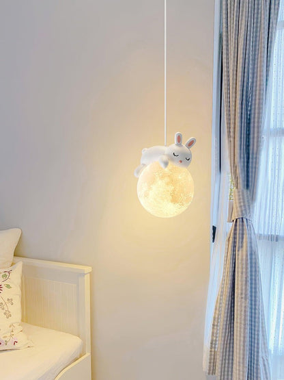 3D Printed Bear & Moon Kids Pendant Light