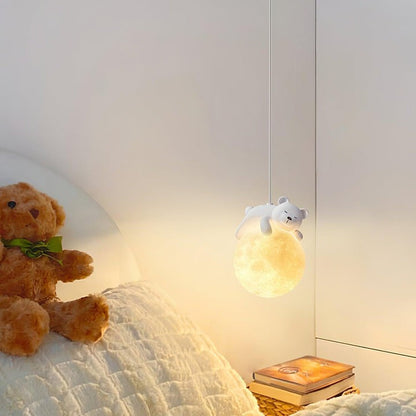 3D Printed Bear & Moon Kids Pendant Light