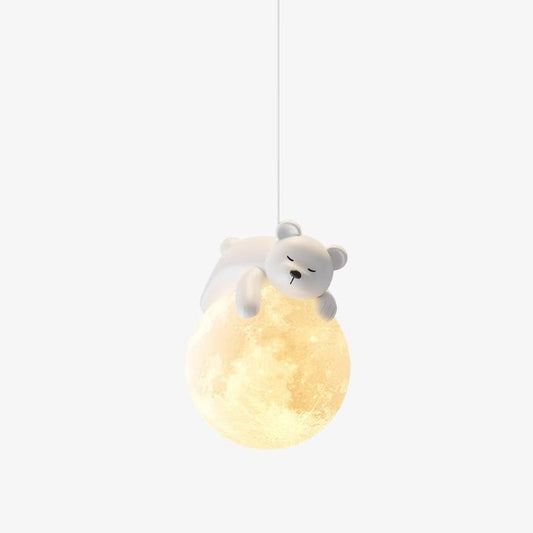 3D Printed Bear & Moon Kids Pendant Light