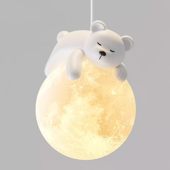 3D Printed Bear & Moon Kids Pendant Light