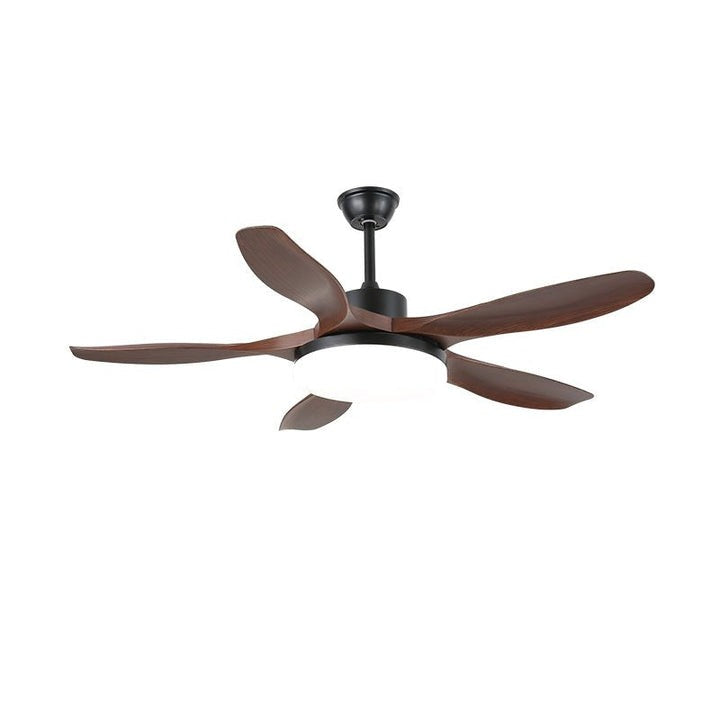 48-52 Inch Walnut Wood Grain Ceiling Fan with Integrated LED Light