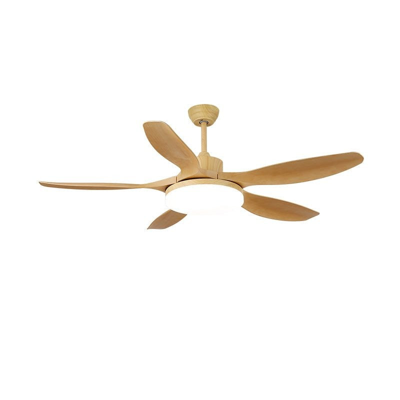 48-52 Inch Walnut Wood Grain Ceiling Fan with Integrated LED Light