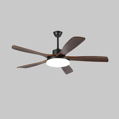 48-52 Inch Walnut Wood Grain Ceiling Fan with Integrated LED Light