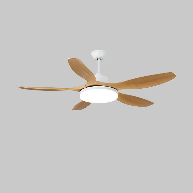 48-52 Inch Walnut Wood Grain Ceiling Fan with Integrated LED Light