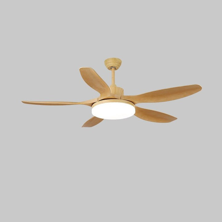 48-52 Inch Walnut Wood Grain Ceiling Fan with Integrated LED Light