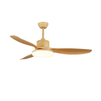 48-52 Inch Walnut Wood Grain Ceiling Fan with Integrated LED Light