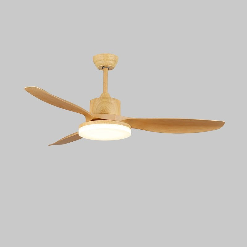 48-52 Inch Walnut Wood Grain Ceiling Fan with Integrated LED Light
