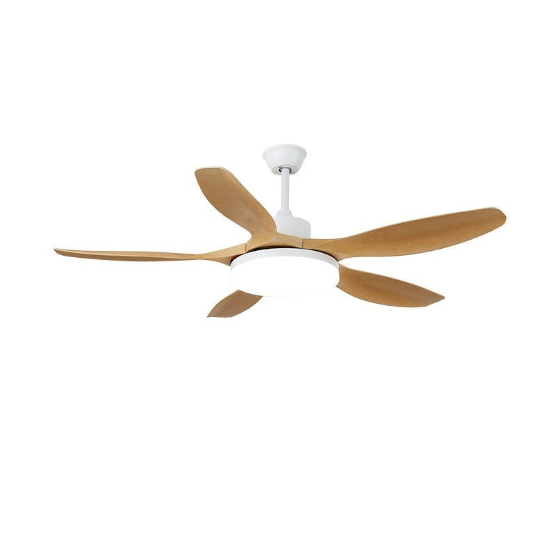 48-52 Inch Walnut Wood Grain Ceiling Fan with Integrated LED Light