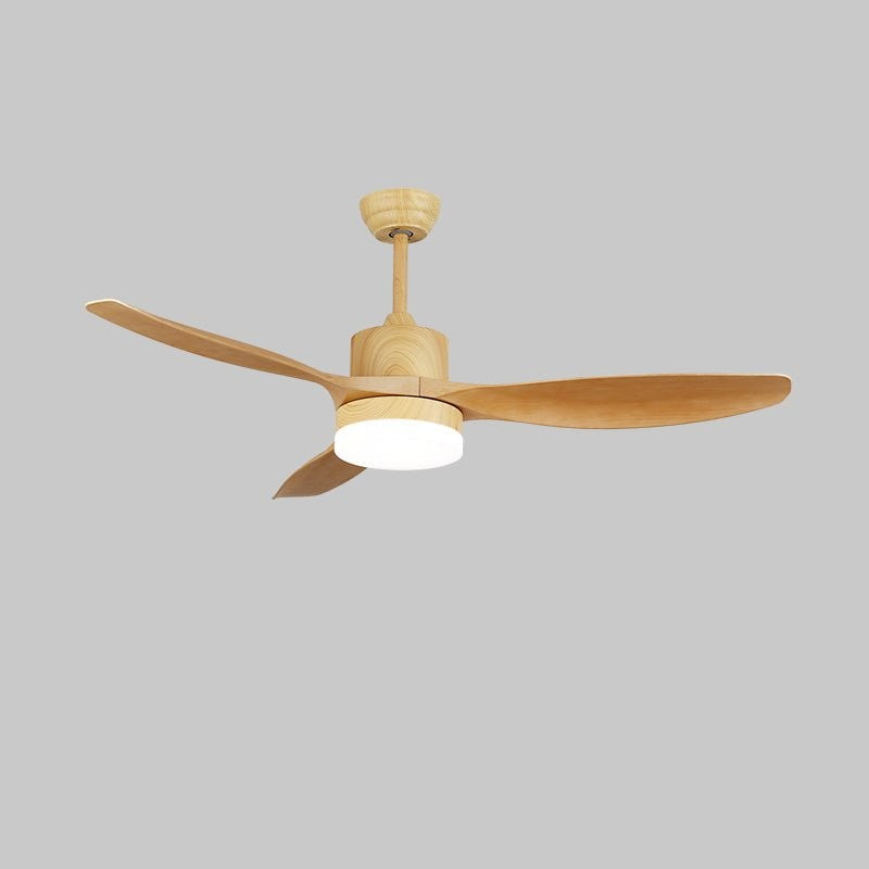 48-52 Inch Walnut Wood Grain Ceiling Fan with Integrated LED Light
