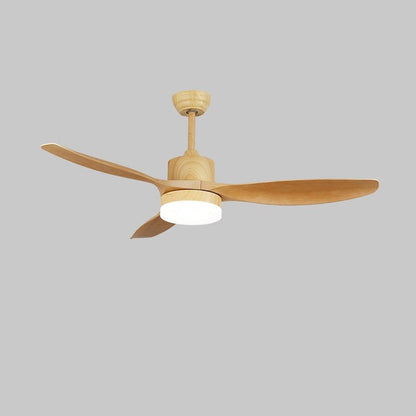48-52 Inch Walnut Wood Grain Ceiling Fan with Integrated LED Light
