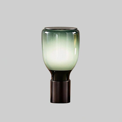 Colorful Blown Glass Table Lamp in Green & Amber