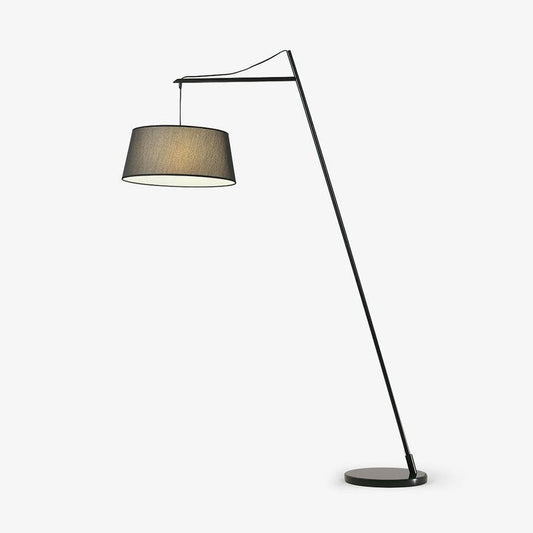 Adjustable Black Metal Floor Lamp with Fabric Shade