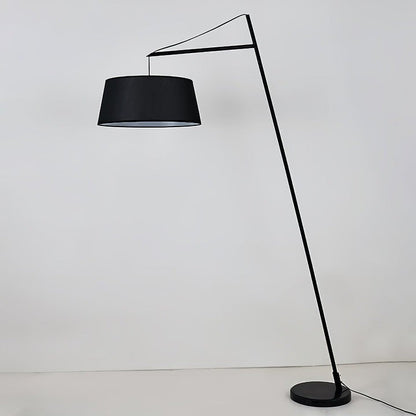 Adjustable Black Metal Floor Lamp with Fabric Shade