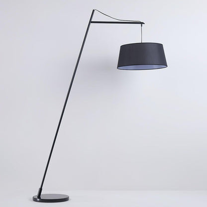 Adjustable Black Metal Floor Lamp with Fabric Shade