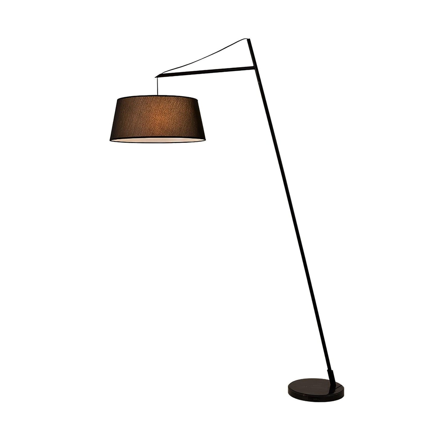 Adjustable Black Metal Floor Lamp with Fabric Shade