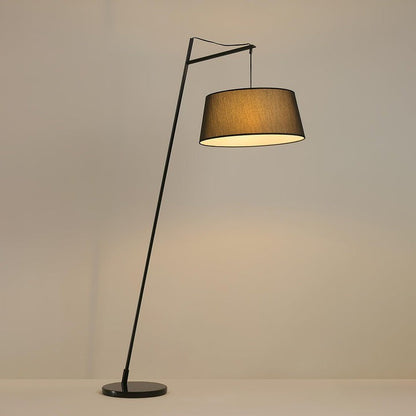 Adjustable Black Metal Floor Lamp with Fabric Shade