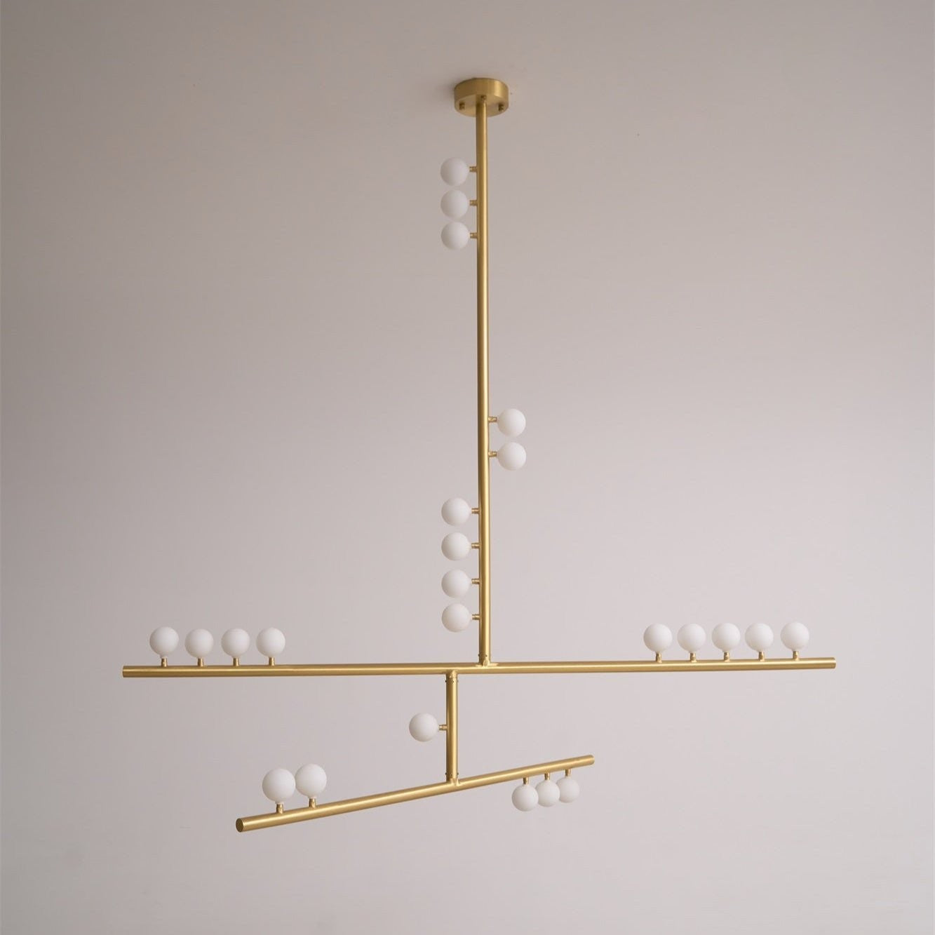 Adjustable Brass and Glass Orb Drop Chandelier