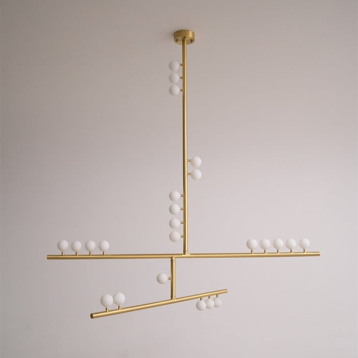 Adjustable Brass and Glass Orb Drop Chandelier
