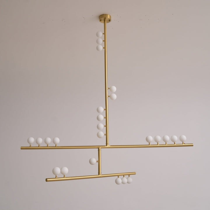 Adjustable Brass and Glass Orb Drop Chandelier
