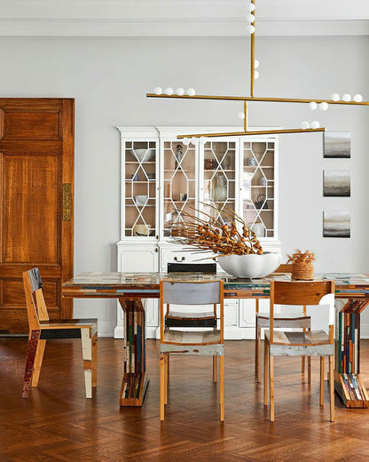 Adjustable Brass and Glass Orb Drop Chandelier