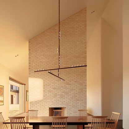 Adjustable Brass and Glass Orb Drop Chandelier