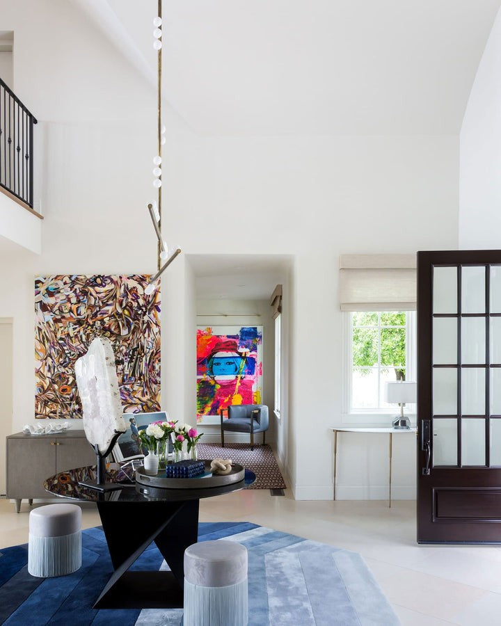 Adjustable Brass and Glass Orb Drop Chandelier
