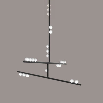 Adjustable Brass and Glass Orb Drop Chandelier