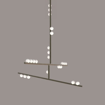 Adjustable Brass and Glass Orb Drop Chandelier
